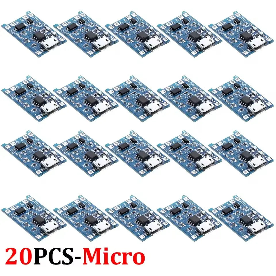 1-20Pcs Type-C/Micro/Mini USB 5V 1A 18650 Tp4056 Lithium Battery Charger Module Charging Board with Protection Function Li-Ion