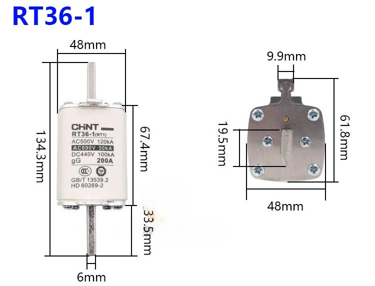 CHINT Fuse Core RT36-00 20A 25A 32A 40A 50A 63A 80A 100A 125A 160A 200A 250A 300A ceramic fuse link RT36-2 RT36-1 RT36-3
