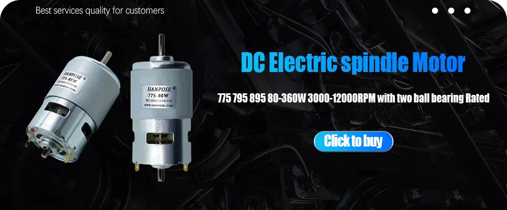 775 795 895 Electric spindle Motor 0.2-0.98N.m For Drill 80-360W 3000-12000RPM with two ball bearing Rated DC12-24 Universal
