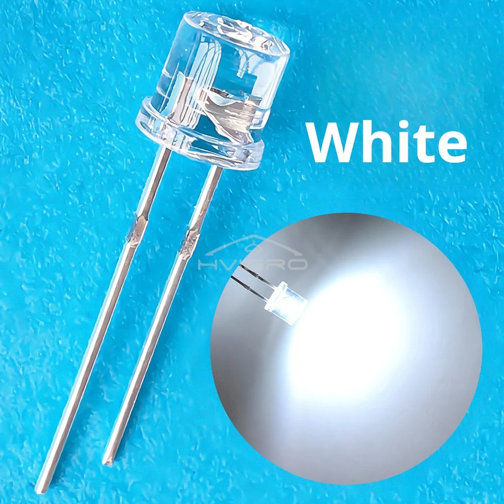 100pcs 5mm Flat Top White Red Yellow Blue Green Emitting Diode LED Wide Angle Ultra Bright Bulbs F5 5mm Light Lamp Diodes