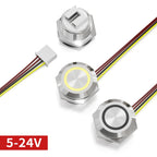 12mm Mini Metal LED Push Button Switch IP67 Waterproof Momentary 5-12-24V Short Stroke Push Button with Quick Connect Terminals