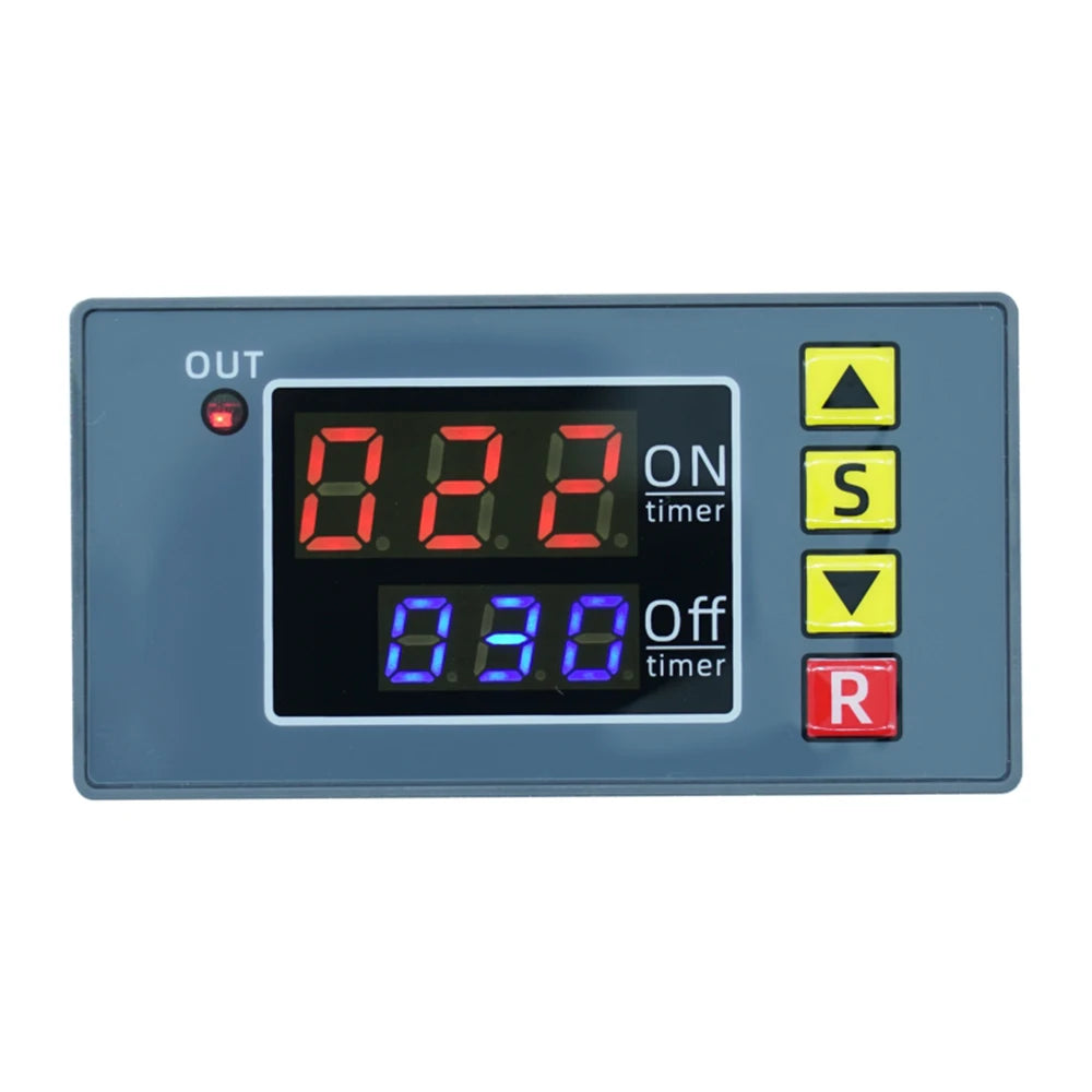 T3231 DC 12V 24V AC 110-220V Digital Time Delay Relay Module Cycle Delay Timer Red Blue Dual Display Timing Relay Switch for Car