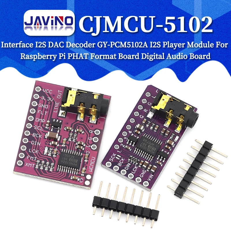 GY-PCM5102 I2S IIS Digital Audio DAC Decoder Board High Fidelity Lossless For MCU & Raspberry Pi