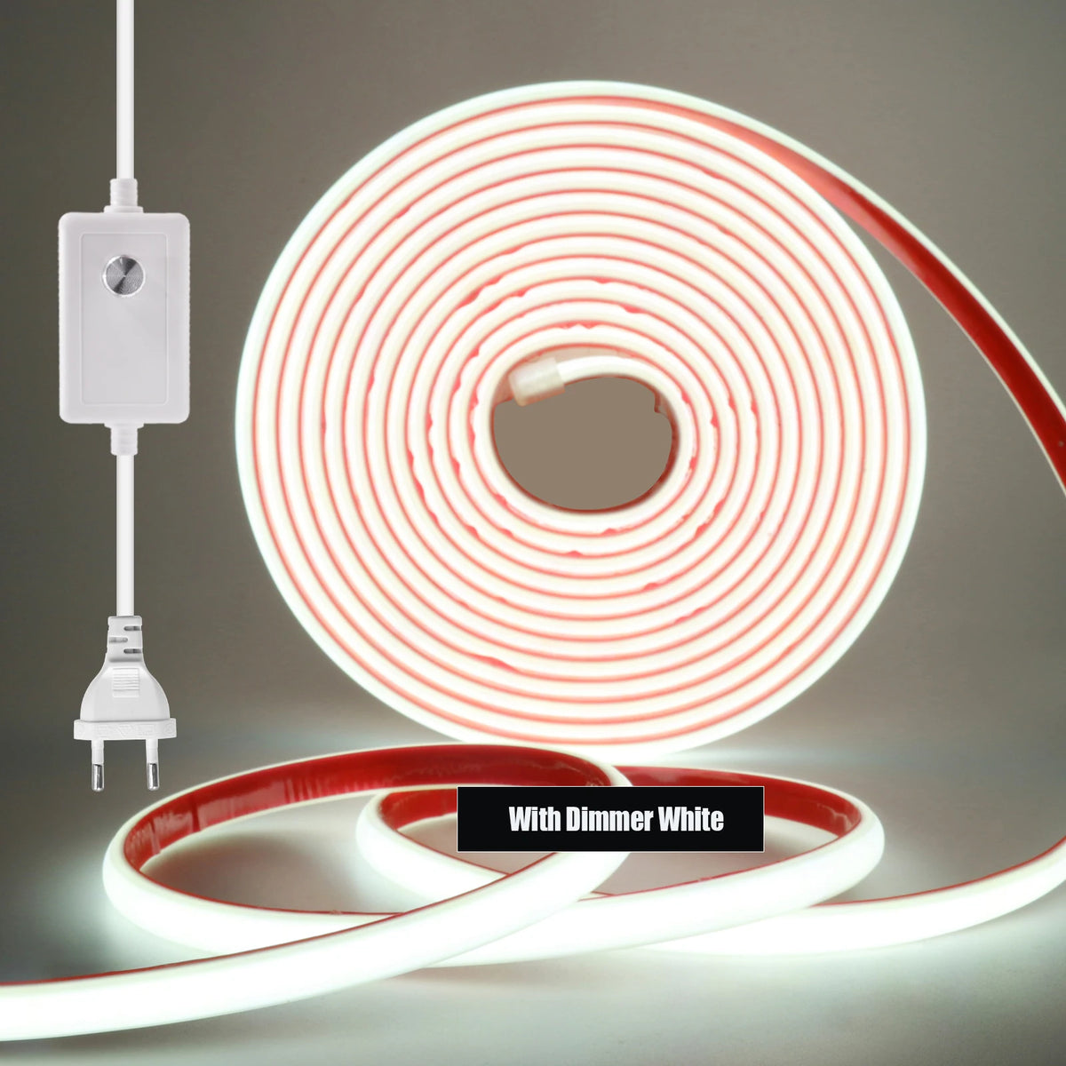 220V Dimmable COB LED Neon Strip Light 288Leds/M IP67 With Switch/Dimmer EU Plug Flexible Adhesive Tape for Home Garden Lighting