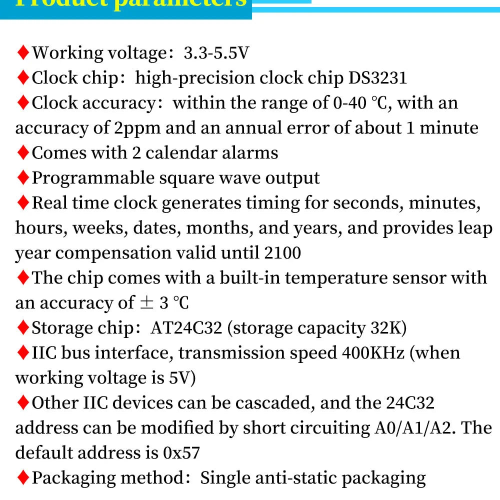1/5/10PCS DS3231 AT24C32 IIC Module Precision Clock Module DS3231SN Memory Module Real Time Module 3.3V 5V For Raspberry Pi