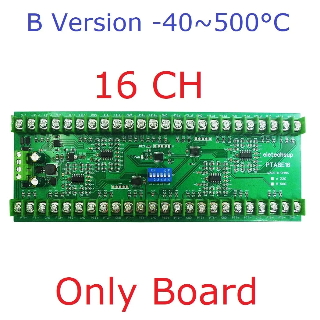 16CH DC 12V 24V Temperature Analog PT100 Resistance RS485 Collector Modbus RTU -40-500 High Temperature Acquisition Board