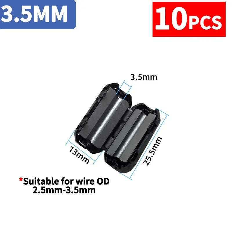 3.5-15mm Clip Ferrite Bead EMI Filter RFI Suppressor for Power/USB/HDMI Cables, PC/TV/Audio Noise Reduction