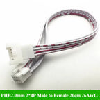 PHB2.0 PHB 2.0MM Pitch Double Row With Lock Catch Wire Cable Connector 2x2P/3P/4P/5P/6P 20cm 26AWG Male and Female Plug Socket