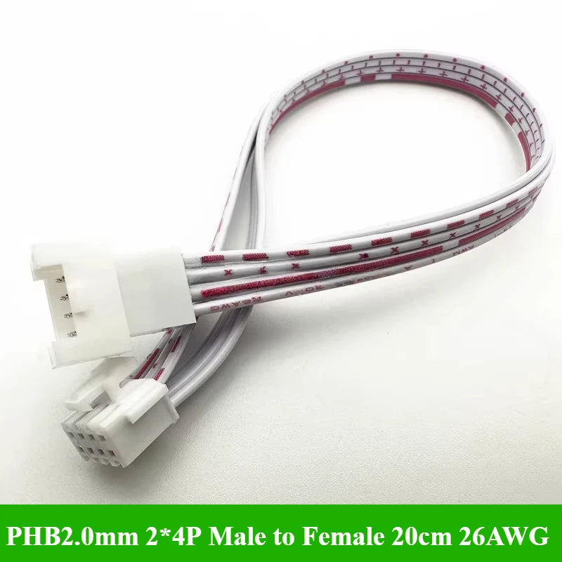 PHB2.0 PHB 2.0MM Pitch Double Row With Lock Catch Wire Cable Connector 2x2P/3P/4P/5P/6P 20cm 26AWG Male and Female Plug Socket