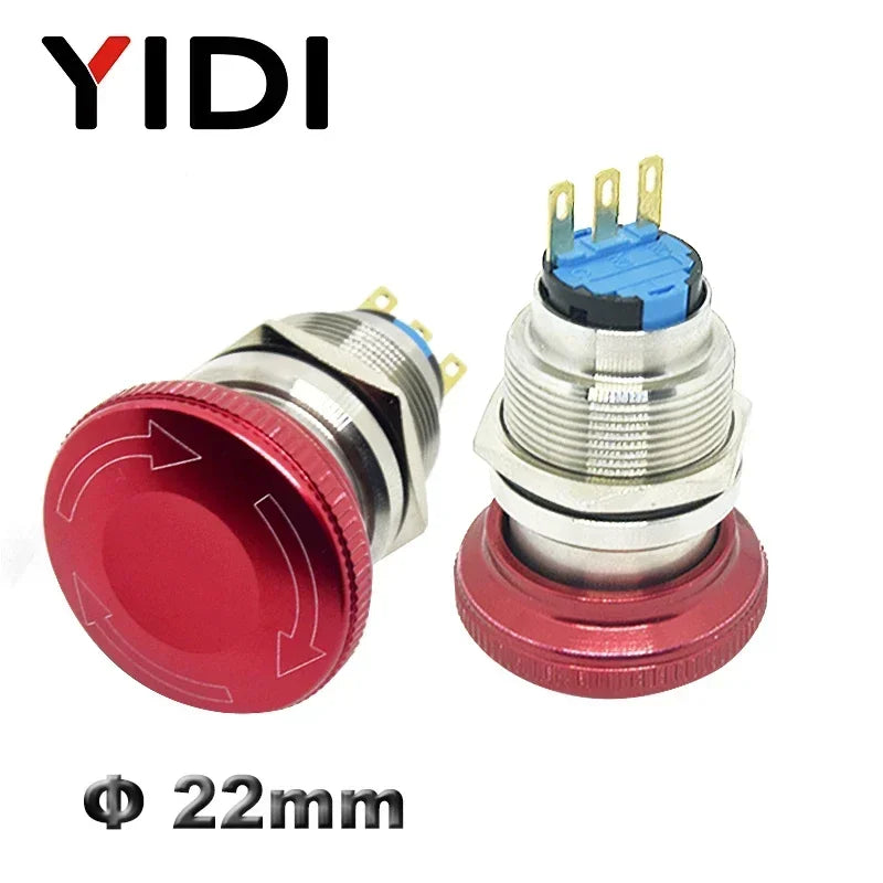 16mm 19mm 22mm Emergency Stop Switch Mushroom Push Button Stop Switch 1NO1NC 2NO2NC Latching Switch On Off