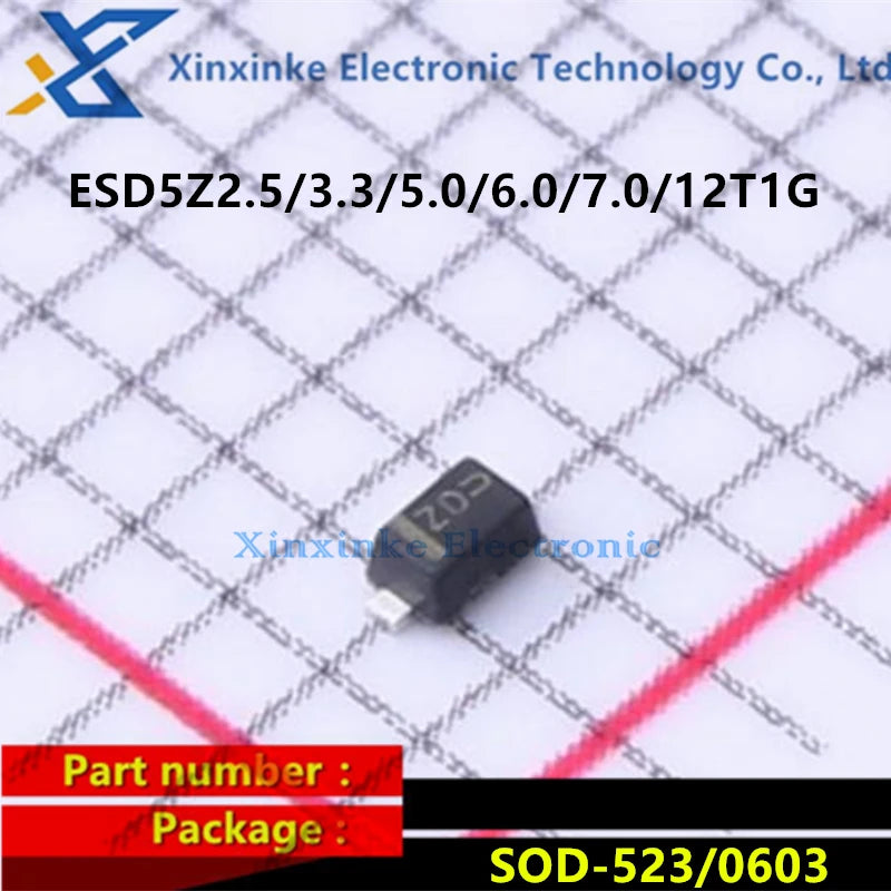 100PCS ESD5Z3.3/5.0/6.0/7.0/12T1G TVS/ESD Anti-static Diode SOD-523 0603 2.5V 3.3V ESD5Z2.5T1G Marking：ZD ZF ZE ZG ZM