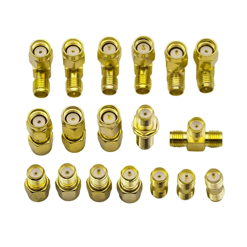SMA Connectors kit 18Pcs/box SMA RP-SMA Plug Male Jack Female RF Coax Adapter for FPV Drone Antennas WiFi Router Radio Wireless