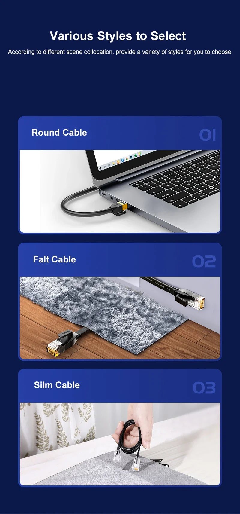 Samzhe 1000Mbps Cat6 Ethernet Cable Gigabit High Speed  Internet Cord RJ45 Shielded Network LAN Cord for PC PS5 PS4 PS3 Xbox