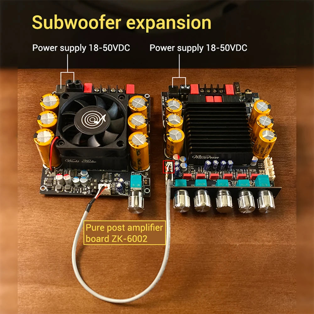 ZK-SUB600 BT Amplifier Board Module 2.0 Channel 300W+300W+Subwoofer Extension TPA3255 DC 18-50V with Subwoofer