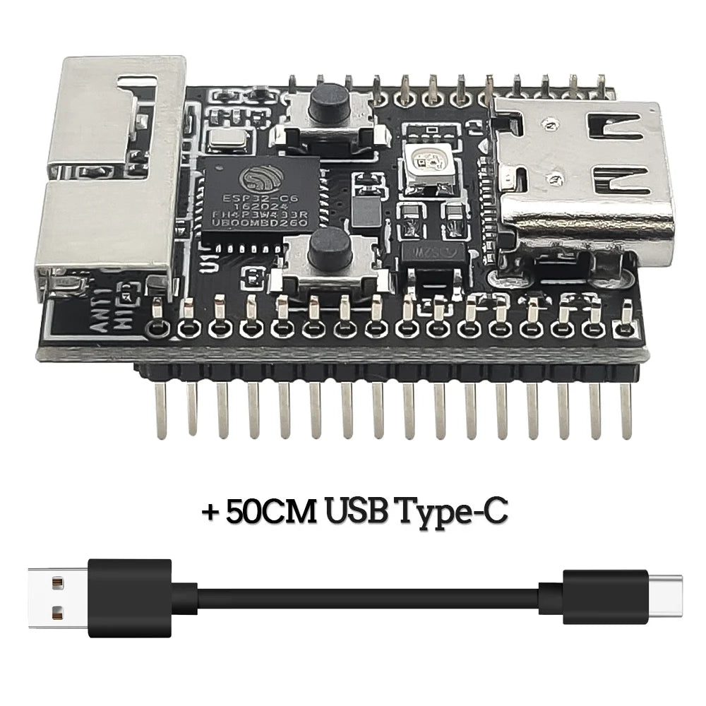 Wifi6 ESP32 C6 Development Board RISC-V 32-Bit ESP32-C6 N4 BT Wifi Module with Crystal Oscillator RGB LED 4MB FLASH USB Type-C