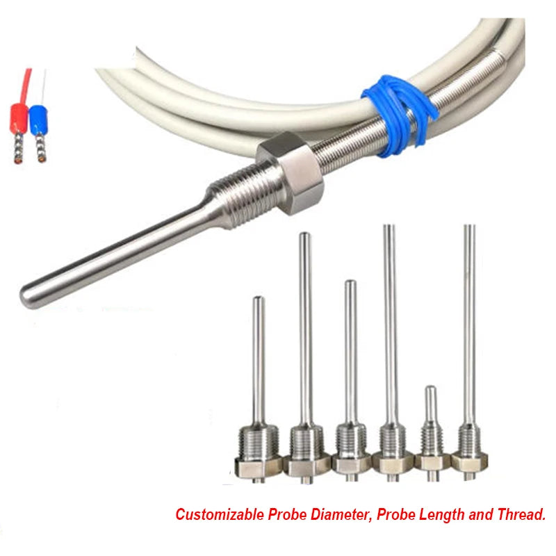 1PC Probe 5x150mm NTC 10K/20K/50K/100K Thermistor Thread M8 Temperature Sensor Waterproof Thermocouple Multi-strand Wire 1-3M