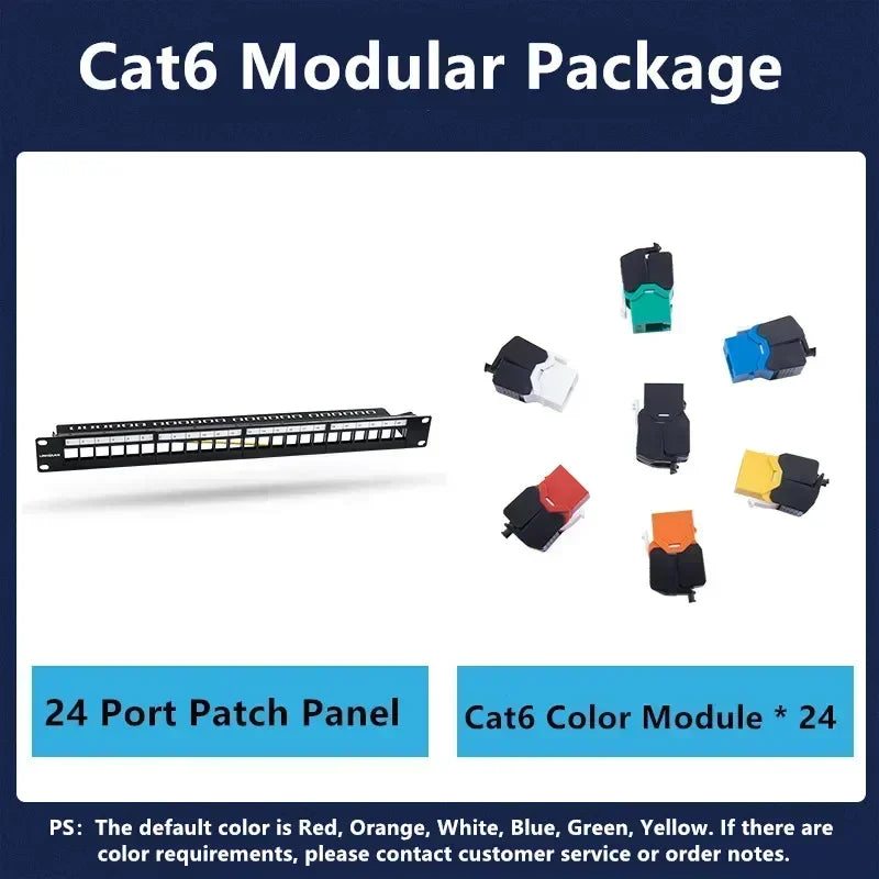24 Port 19 inch RJ45 Patch Panel Frame Ethernet Rack Keystone Jack Coupler Cat5e Cat6 Cat6A Cat7 Network Cabinet Cable Internet