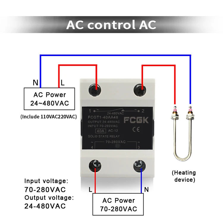 10A SSR 25A Solid State Relay 40A Output 3-32VDC 24-480VAC 220V Single Phase DC TO AC 40A Relay SSR HeatSink SSR 40DA