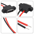Waterproof USB3.1 Type C Female Panel Mount Socket 2Pin 3A High Current Fast Charging Welding Connector with Rubber O Ring Seal