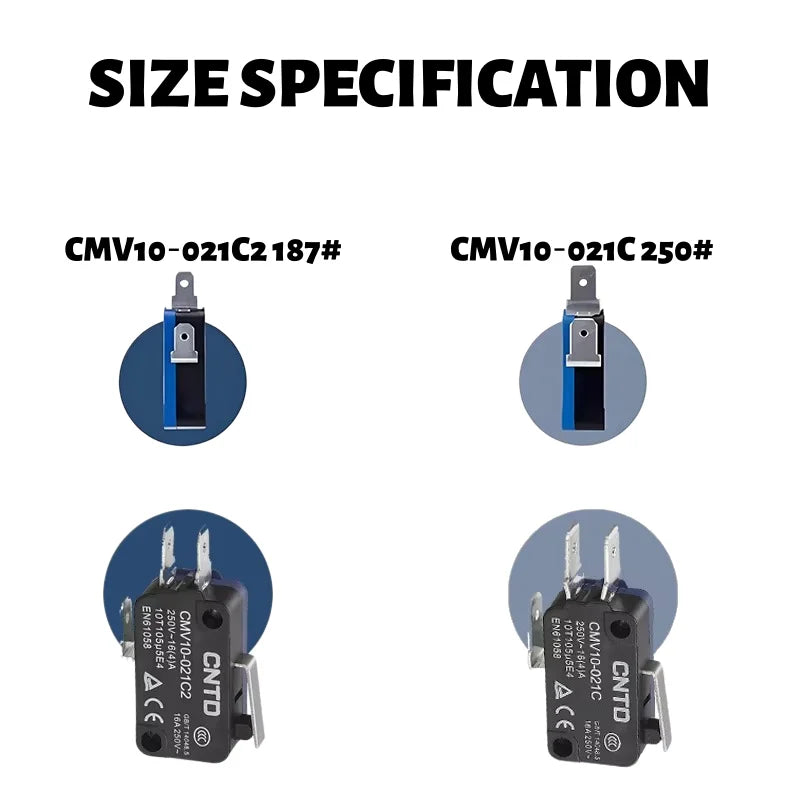 Micro Limit Switch CNTD CMV10‑001C, Snap‑Action Push Button Switch, Plastic Housing, 1NO 1NC 10A 250VAC, for Industrial Automati