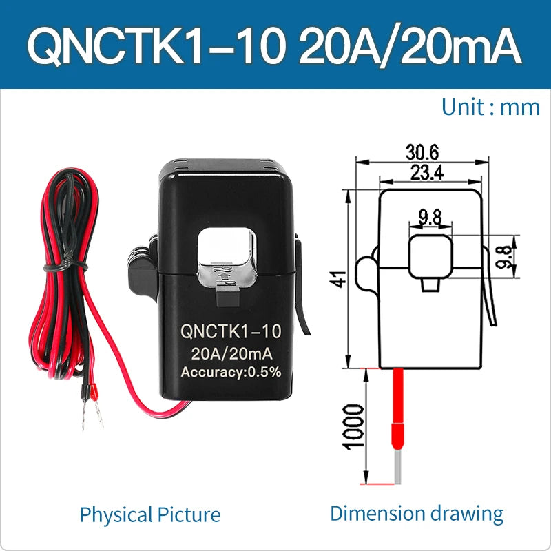 Clamp Current Transformer Split Core CT Sensor QNCTK1-10 50A 25mA 100A 50mA 100A 40mA 20A 20mA AC Open Type Current Transformer