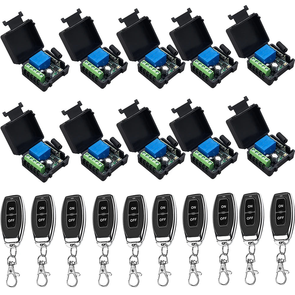 QIACHIP 433MHz Wireless Remote Control Switch Dry Contacts RF Relay Module DC 5V 12V 24V 48V 60V Remote Controls Gate Door Light