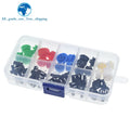 25PCS Tactile Push Button Switch Momentary TZT 12*12*7.3MM Micro switch button + 25PCS Tact Cap(5 colors) for Arduino with Case