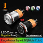 LANBOO LB16A Device Button Switch Chrome Plating/Aluminum Oxide Black/Optional 1NO1NC/5 Pin Latching/Momentary Optional