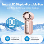 2026 Mini Portable Handheld Fan with Digital Display Speeds Adjustable USB Rechargeable Pocket Cooling Fan for Outdoor Travel