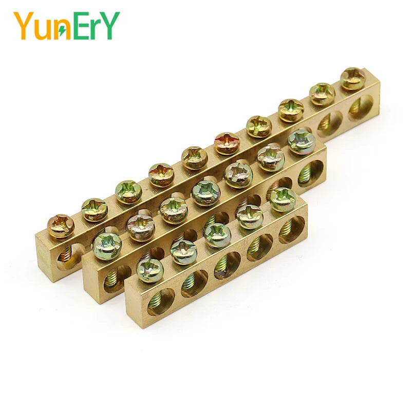 1 PCS Multi Specification Brass Ground Strip 5/6/7/8/9/10/12/15/20 Hole Brass Rod Grounding Terminal Ground Bar Terminal Strip