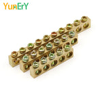 1 PCS Multi Specification Brass Ground Strip 5/6/7/8/9/10/12/15/20 Hole Brass Rod Grounding Terminal Ground Bar Terminal Strip