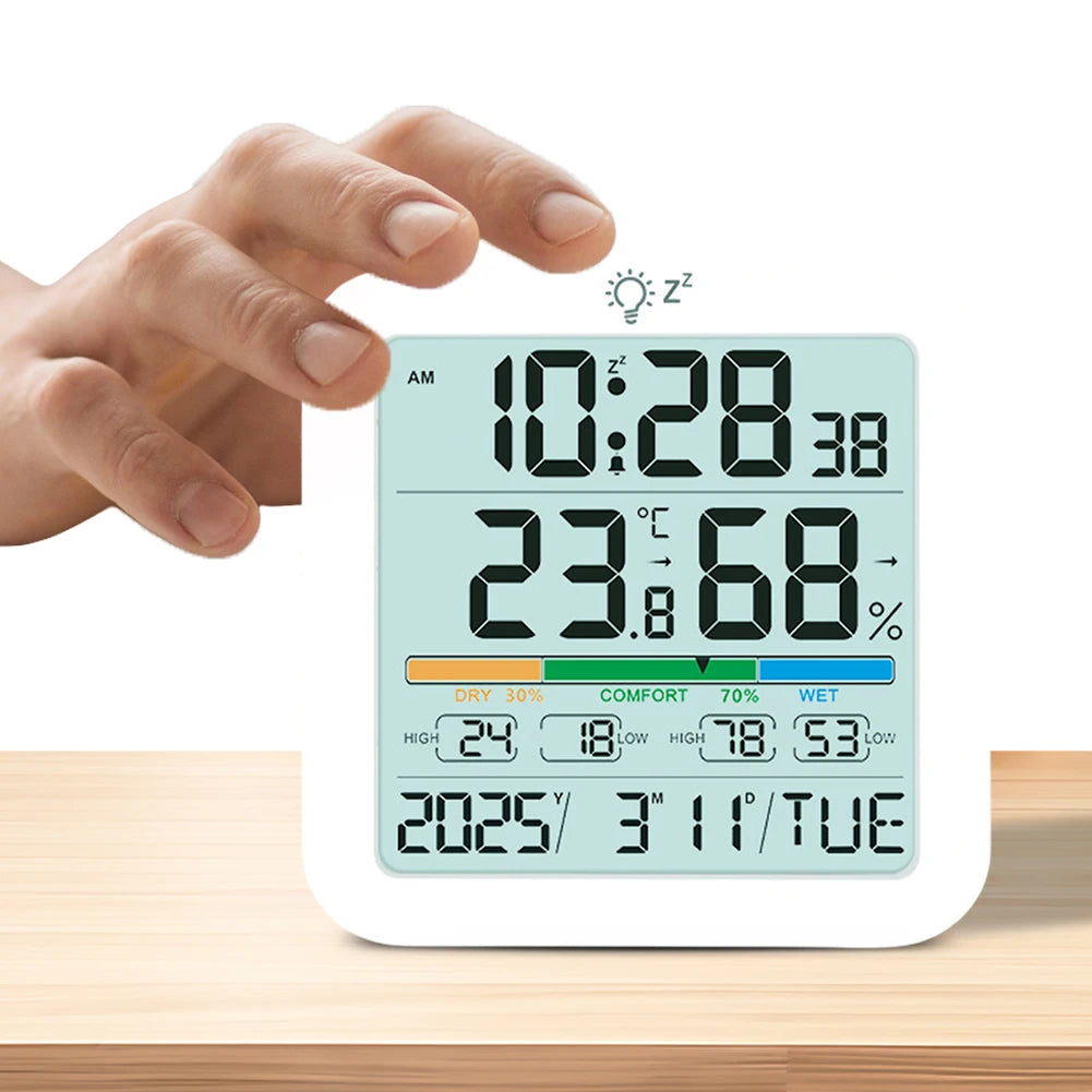 Thermometer Sensor with Backlit LCD Digital Magnetic Clock Easy To Read Home Weather Station for Humidity Gauge Meter Sensor