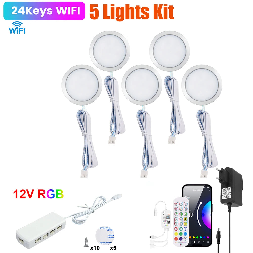 1 2 3 5 6 8 Lihgts RGB LED Cabinet Light 12V WiFi Bluetooth 24Key 44Key Remote Control Power Kit for Kitchen Wardrobe Lighting