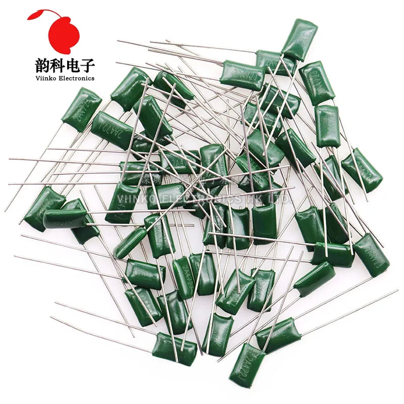 50pcs Polyester film capacitor 100V 1nF 1.5nF 2.2nF 100nF 2A471J 2A102J 2A152J 2A222J 2A392J 2A332J 2A472J 2A103J 2A473J 2A104J