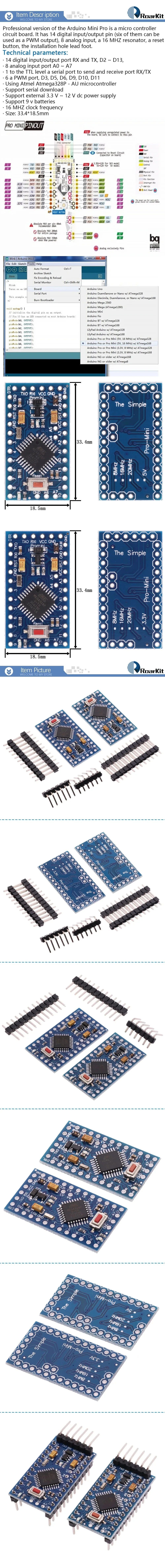 Pro Mini 328 Module Atmega328P 3.3V 8Mhz 5V 16M For Arduino Nano Microcontrol Micro Control Board