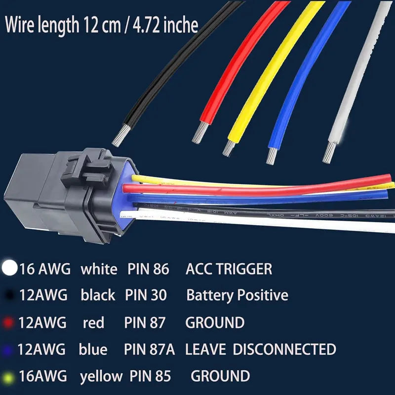 1 Pack Waterproof Relay with Harness Socket 4/5 Pin 12V 24V 40A Automotive Marine Relays for Boats Auto Fan Cars