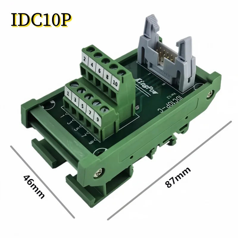 IDC10P/14P/16P/20P/26P/30P/40P/50P/60P/64Pin DC-2 To Terminal Block Breakout Board Adapter PLC Relay Terminals DIN Rail Mounting