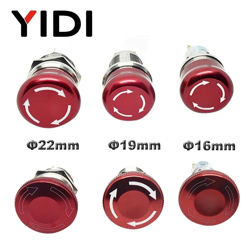 16mm 19mm 22mm Emergency Stop Switch Mushroom Push Button Stop Switch 1NO1NC 2NO2NC Latching Switch On Off