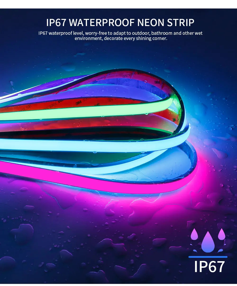 WS2811 FCOB RGBIC Neon LED Strip 720Leds/m Addressable Smart Dream Color Flexible COB LED Light IP68 Waterproof DC12V/24V