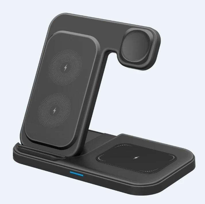 LED Fast Wireless Charger Stand 3 in 1 Foldable Charging Station For iPhone 17 16 15 14 13 12 Apple Watch 9 8 7 6 5 Airpods Pro