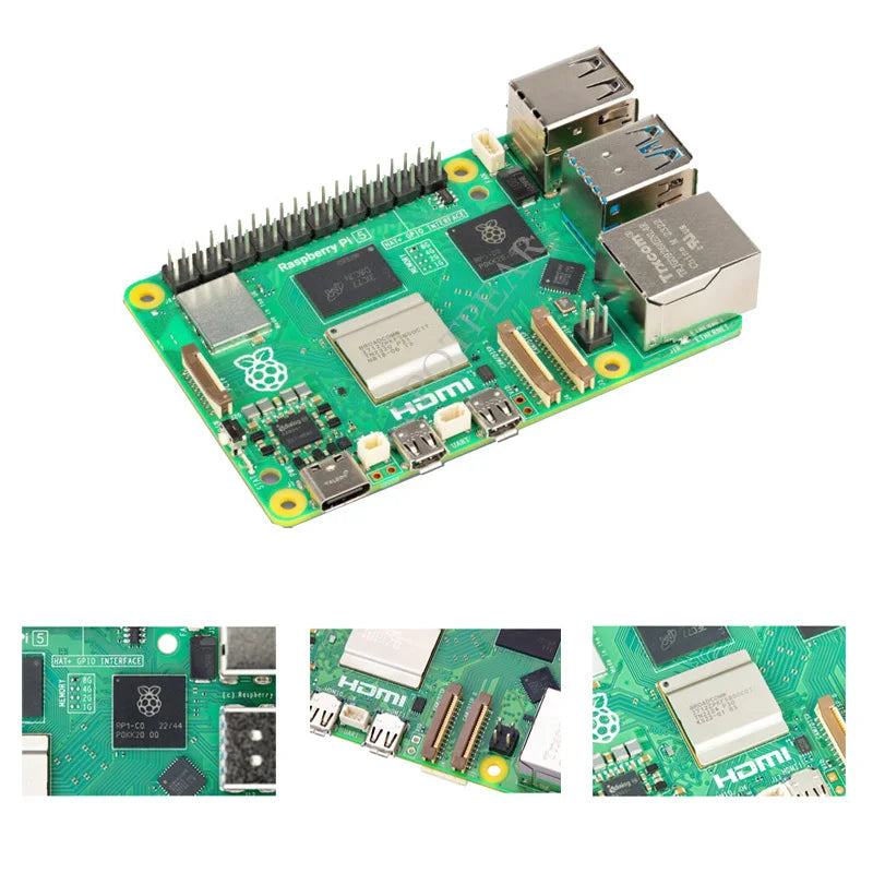 Raspberry Pi 5 16GB /8GB/4GB/2GB RAM Option Pi5 8GB KIt PD Power Supply / RTC / 64GB Card / Heatsink Fan / Card reader