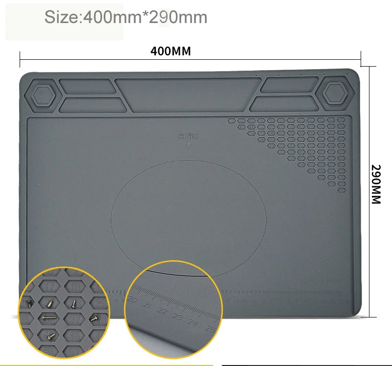 Grey Heat-Resistant Repair Pad Soldering Work Station Mat Silicon Welding BGA Soldering Maintenance Platform