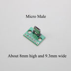 1PCS Data Charging Cable Jack Test Board with Pin Header 90 Degree Micro Mini USB Type C 2Pin USB 3.0 2.0 Female Male Connector