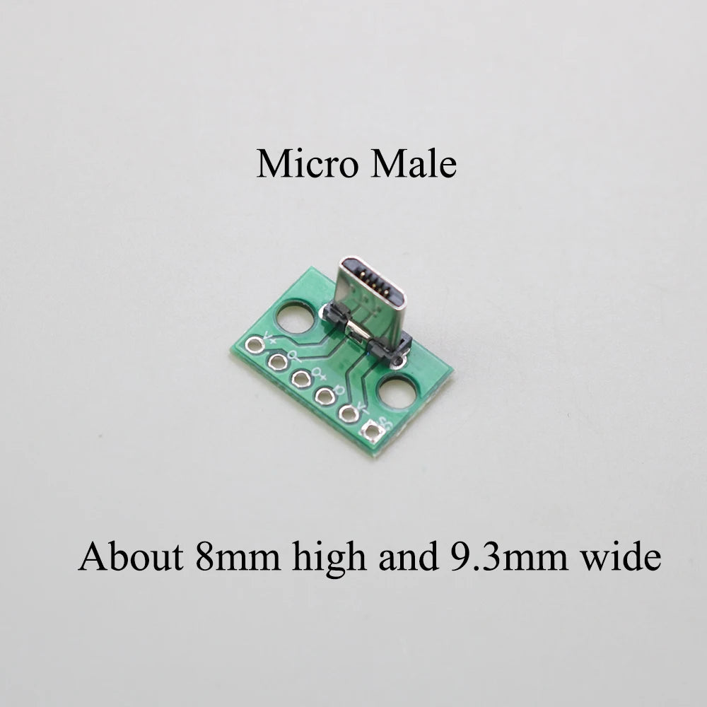 1PCS Data Charging Cable Jack Test Board with Pin Header 90 Degree Micro Mini USB Type C 2Pin USB 3.0 2.0 Female Male Connector