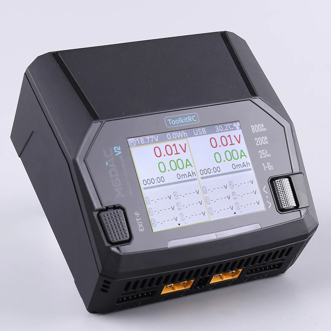 ToolkitRC M6DAC PRO V2 Dual Channel Smart Lipo Battery Charger Discharger AC 200W DC 800W 16A for 1-6S LiHV LiPo PD65W FPV Drone