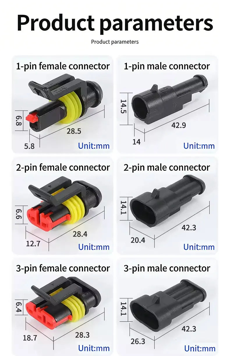 YanXi AMP 1/2/3/4/5/6 Pin Way Waterproof Electrical Auto Connector Male Female Plug with Wire Cable Harness For Car Motorcycle