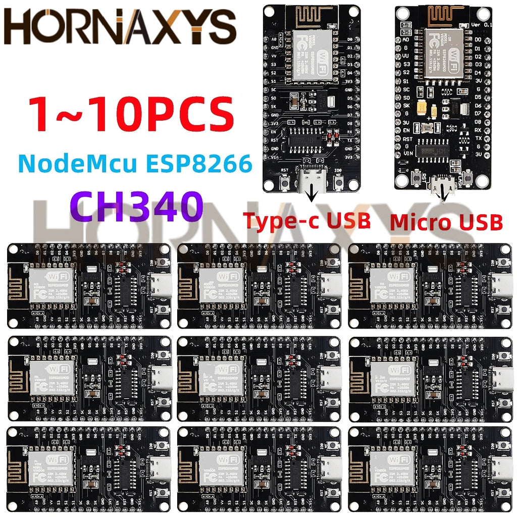 1-10pcs/ESP8266 NodeMCU LUA CH340 ESP-12E WiFi Internet Development Board 4M Flash Serial Wireless Module for Arduino Type-C USB