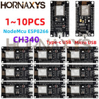 1-10pcs/ESP8266 NodeMCU LUA CH340 ESP-12E WiFi Internet Development Board 4M Flash Serial Wireless Module for Arduino Type-C USB