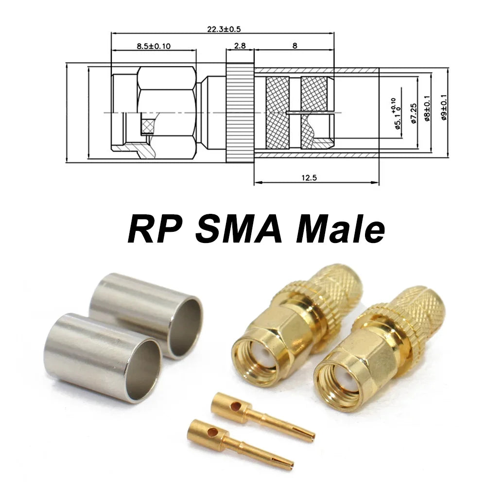 SMA RPSMA Male Plug Female Jack Crimp RF Coaxial Connector Bulkhead RP SMA 5D-FB 50-5 RG5 RG6 LMR300 Cable Wire Terminals 50ohm