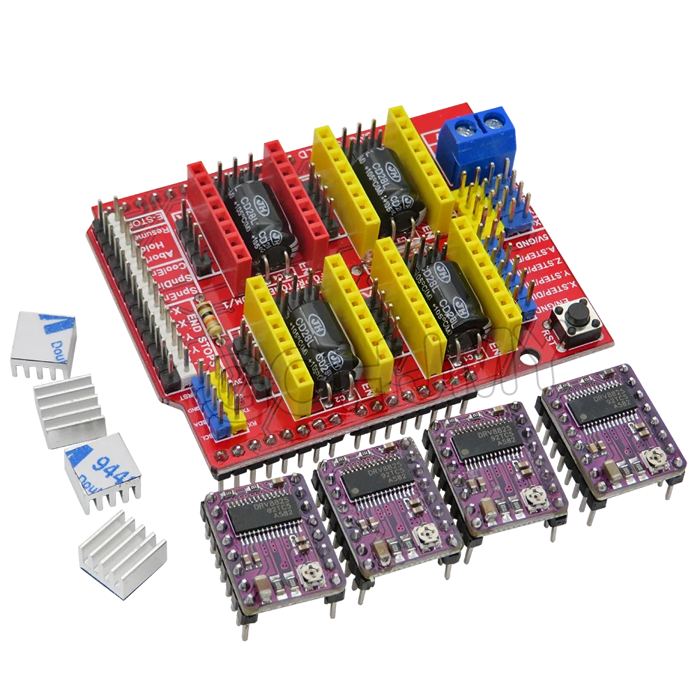 CNC Shield DRV8825 V3 V4 Engraving Machine 3D Printer/ A4988 Driver Expansion Board For Arduino + NANO 3.0 UNO R3 With USB Cable